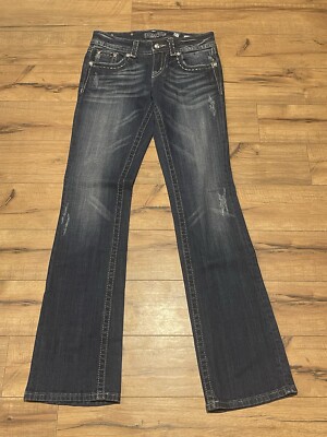 Miss Me Jeans Easy Boot Size 27 X 35 Inseam Women's Blue Medium Wash EUC 