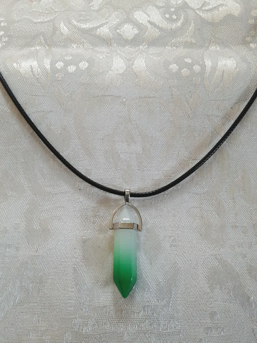 White/green Hexagonal  pendulum Chakra Crystal Pe… - image 1