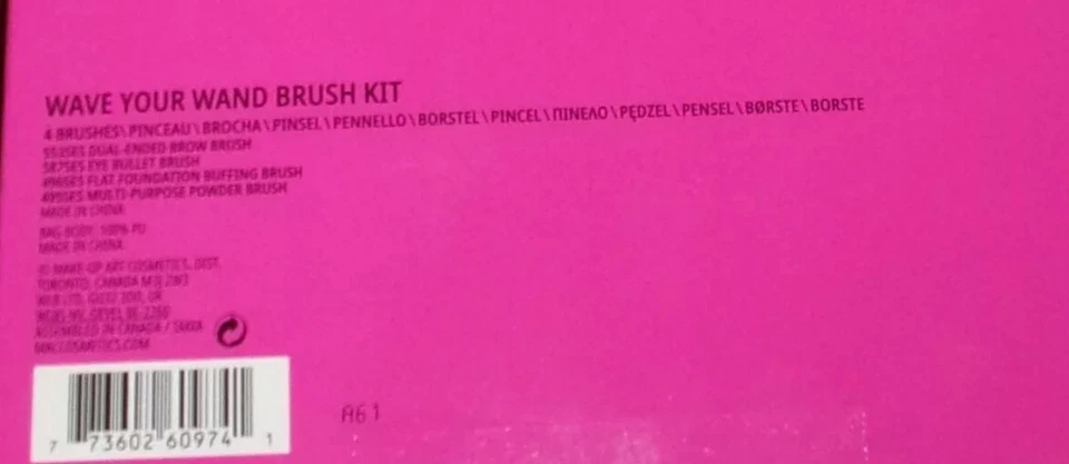 MAC Wave Your Wand Brush Kit Face Eye Shadow Brow Powder Bag 553 587 496 495 5PC - Image 3 of 4