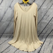 Poseshe Soft Maxi Dress Womens Size M Long Sleeve Evening V-Neck Beige bt4367