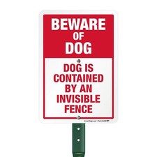 Beware of Dog Sign, Dog Contained by an Invisible Fence Sign for Yard, Lawn, ...