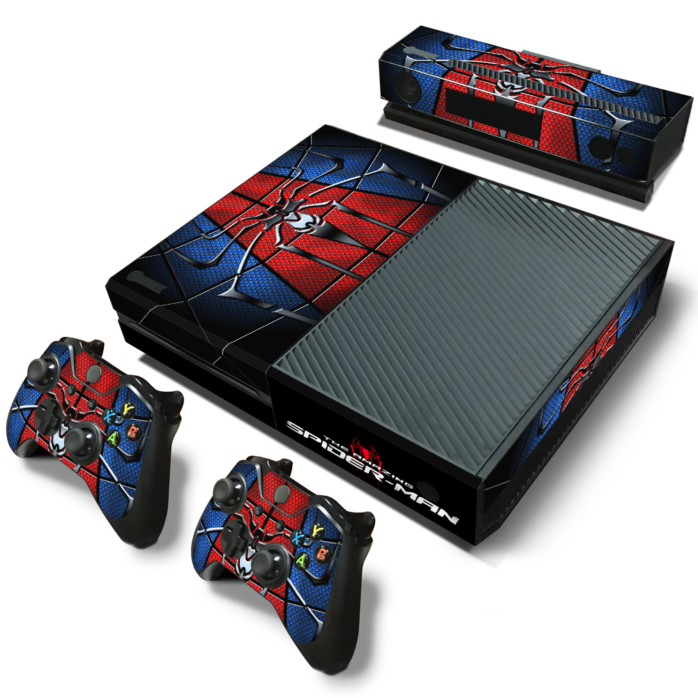 Xbox One Console Skin Decal Sticker SpiderMan SuperHero Comics Custom Design Set-image