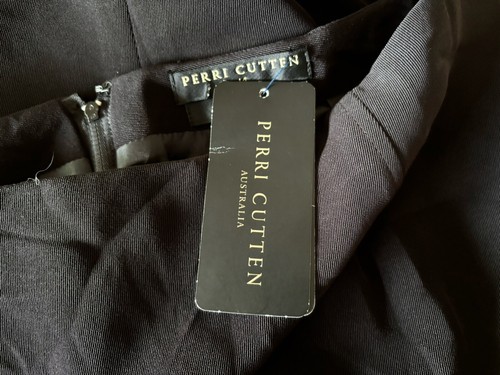 PERRI CUTTEN Ladies Skirt Size 14 Black BNWT Knee Length Split Straight Pencil - Picture 7 of 10