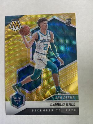 2020-21 Mosaic LaMelo Ball NBA Debut Gold Wave Prizm Rookie RC 