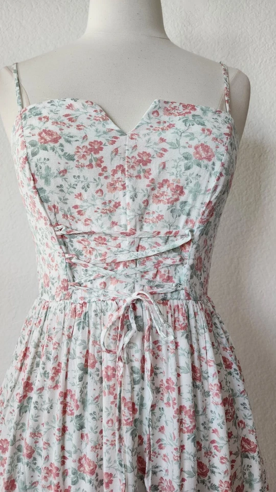 Maxi Vestido Anthropologie Nuevo Talla Grande XL Floral Diosa Coqueta Con Cordones Boho Foto 4 de 4