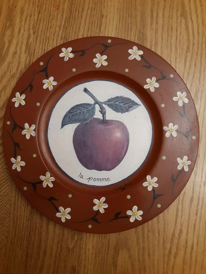 Juego de platos de fruta franceses de madera decorativos pintados a mano  Foto 2 de 4