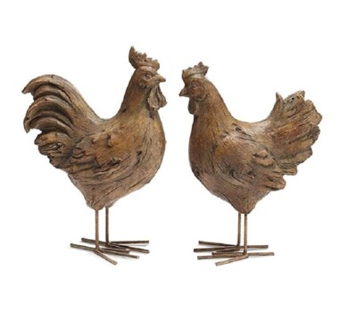 Burton + Burton Brown Hen and Rooster Chicken Figure Set 10 inch