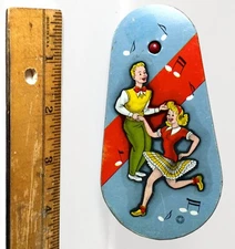 Vintage Tin Litho Teens Dancing Music Rachet Noisemaker (Circa 1940's)  T. Cohn