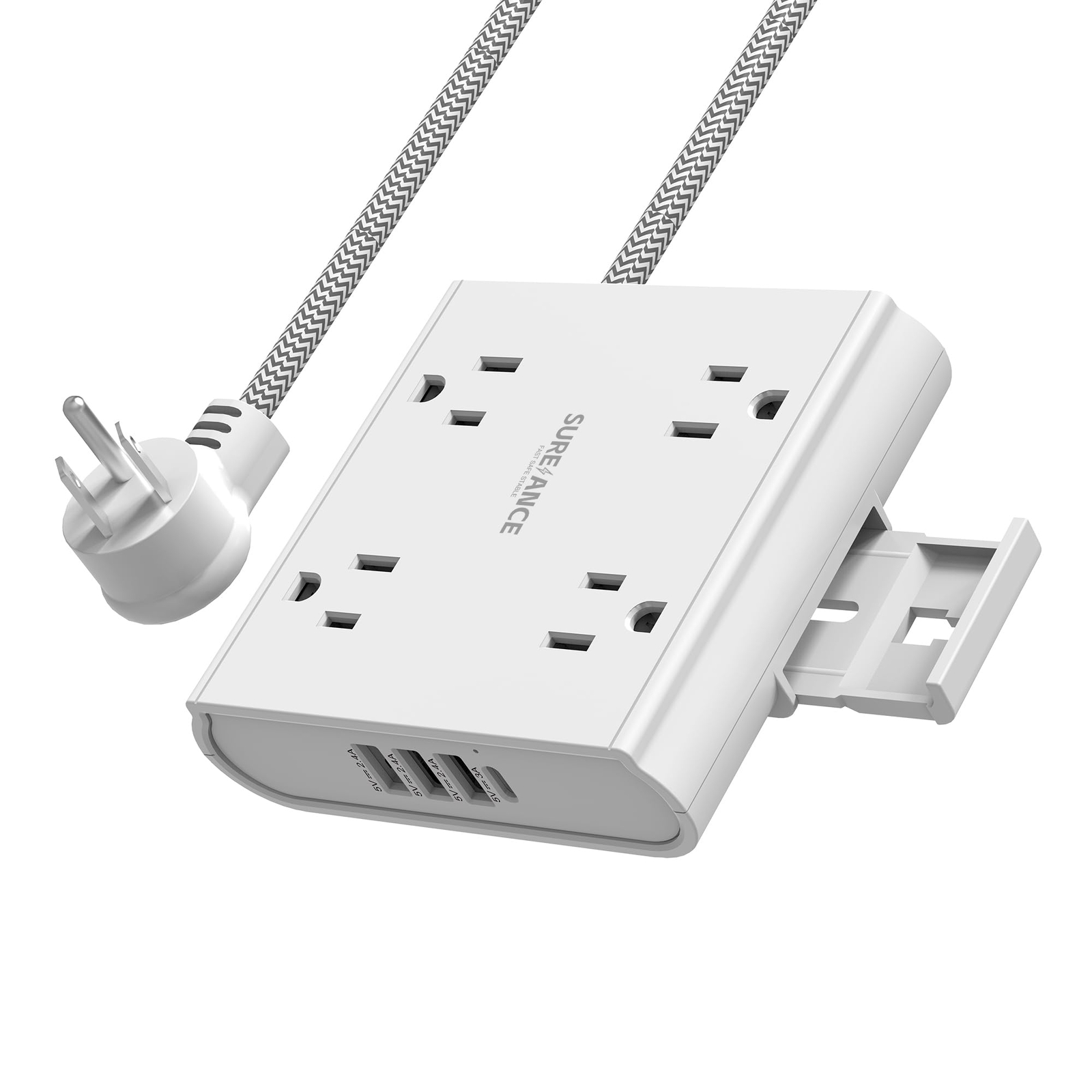 Surge Protector Power Strip with 4 AC Outlets, 3 USB-A Ports, 1 USB-C Port, W...