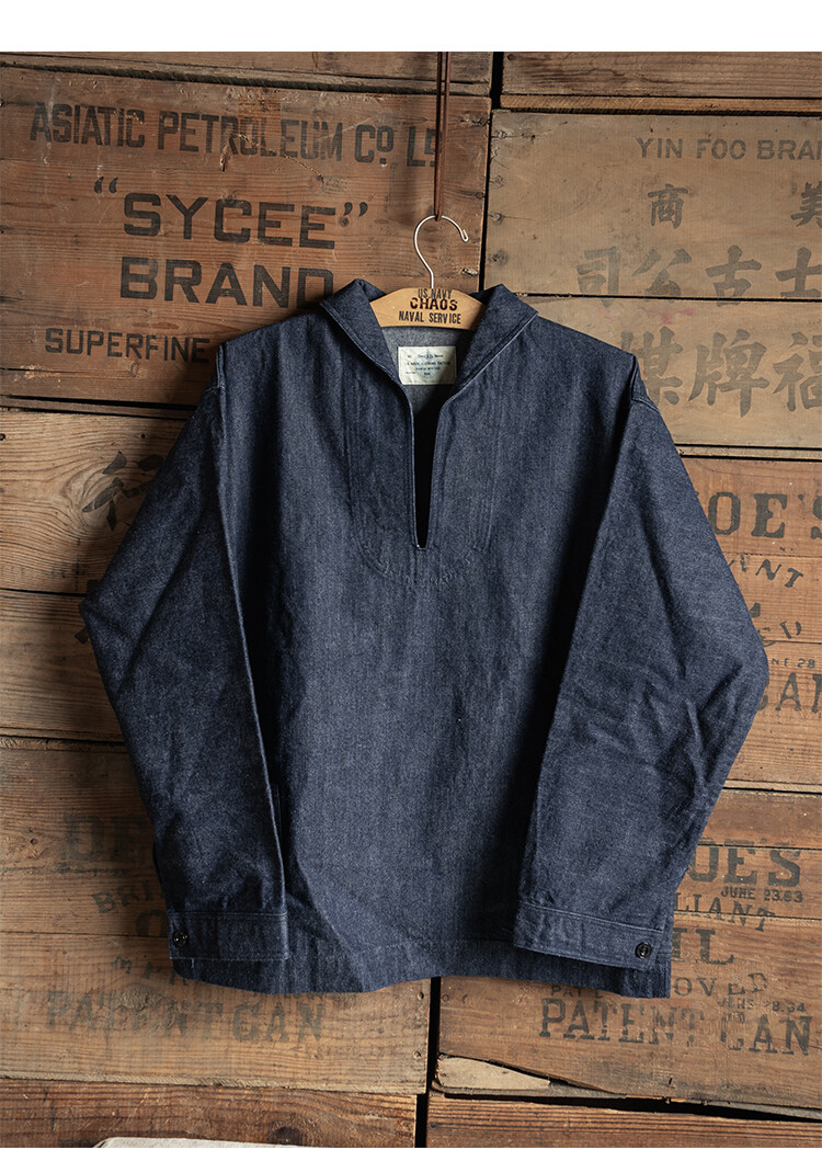 BRONSON Herren Vintage 1917 Dungaree JUMPER Workwear USN Navy Blau