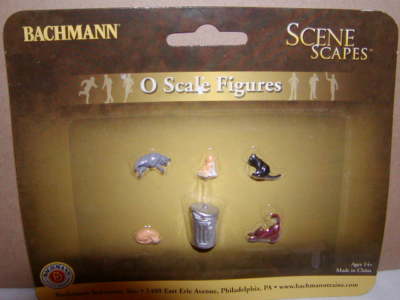 Bachmann Scene Scapes 33157 Cats w Garbage Can Figure Pack MIB O-27 5 cats seal