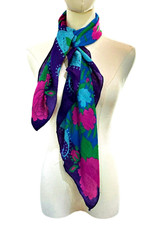 Vintage 70s Retro Inspired BOHO Chic Neck Scarf MOD Bold Print Tropical Cottage
