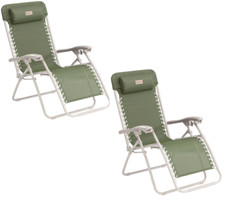 Outwell Ramsgate Green Vineyard Reclining Foldable Camping Chair x 2 (PAIR)