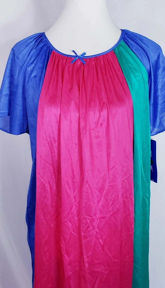 VTG Nancy King Lingerie Nylon Midi Nightgown Sleepwear SS Red Small S #7120 - Image 2 of 4