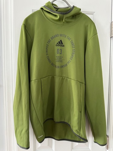 Adidas Climawarm Green Sweater Hoodie Logo Sweatshirt, Size Medium