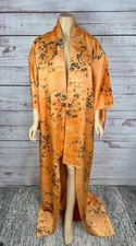 Japanese Orange and Black Floral Design Kimono