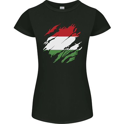 T-Shirt Torn Ungarn Flagge ungarischer Tag Fußball Damen kleiner Schnitt