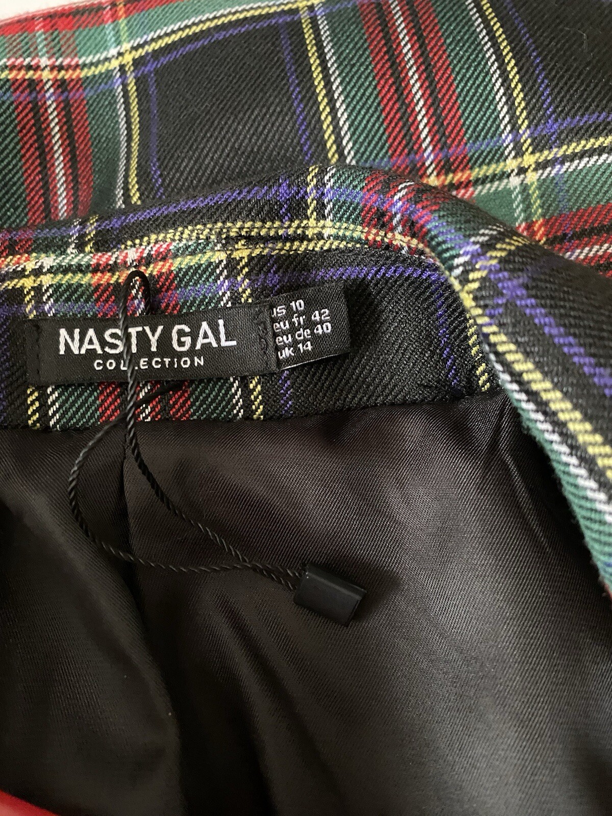 Nasty Gal Womens Premium Plaid Embellished Applique and Fringe Blazer size 16 image 2