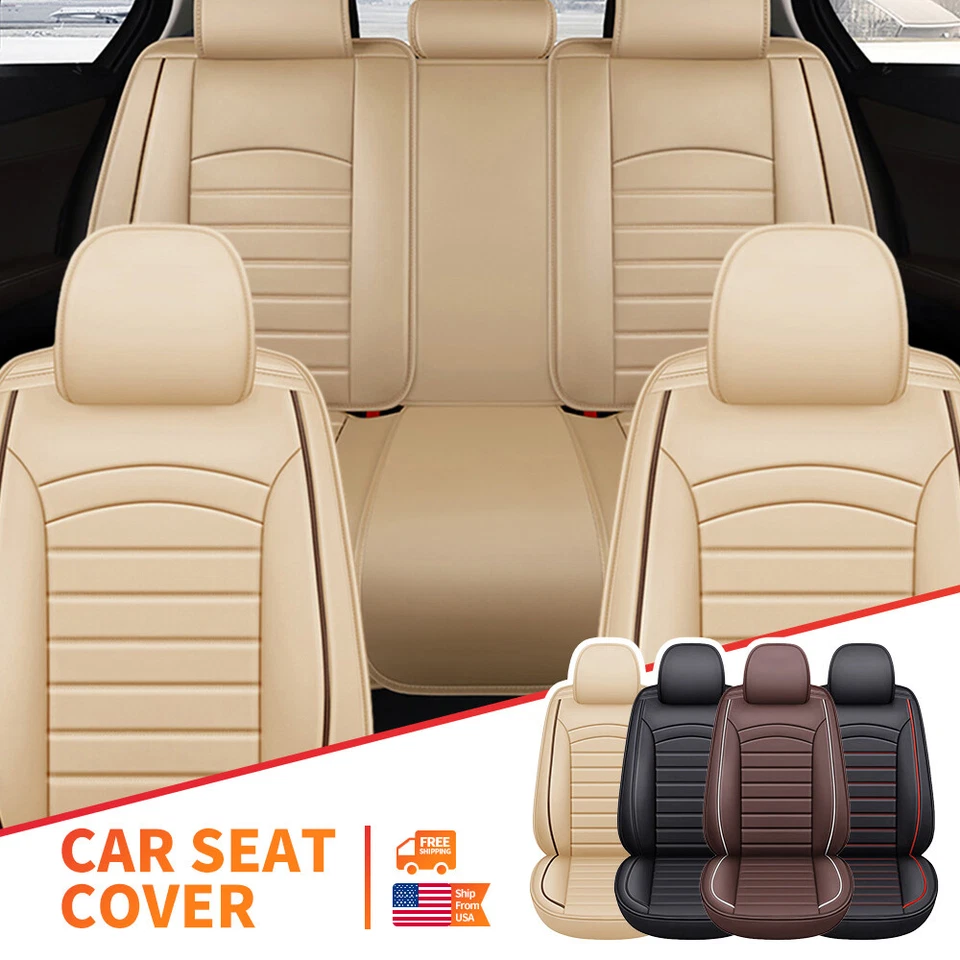 Juego completo de fundas de asiento trasero delantero de cuero PU protector de cojín de coche para Pontiac Foto 3 de 4