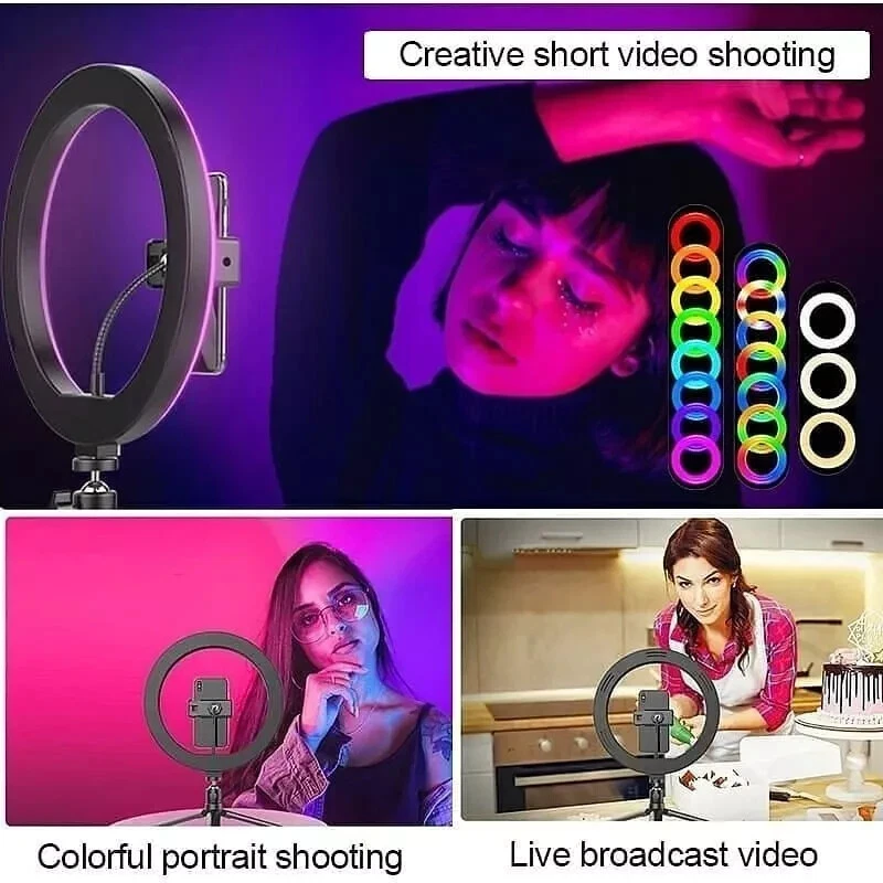 12 inch LED Multicolour Ring Light + 2.1M Stand Make Up Beauty YouTube Video RGB - Image 3 of 4