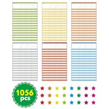 6 Pack Dry Erase Incentive Chart 6 Multi-Color Tracking Chart with 1056 Rewar...