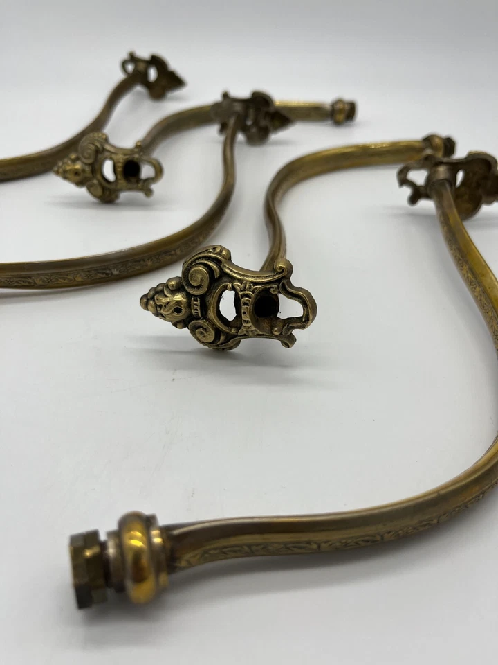 5 antiguos brazos de lámpara de gasolier de latón macizo tubería Art Nouveau Foto 3 de 4