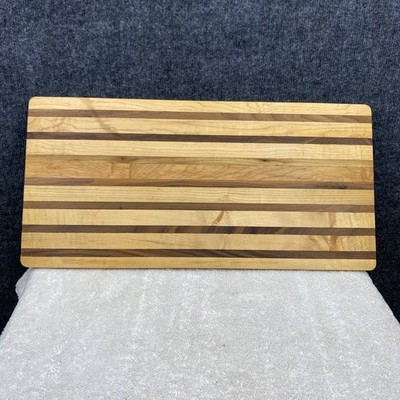 Handmade Striped Hardwood Cutting Board Butcher Block Serving Tray 22x10
