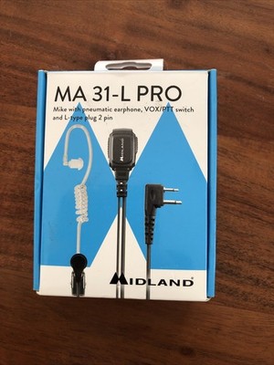 NEU Midland MA31-L Pro Headset mit Schallschlauch Ohrhörer, PTT/VOX, 2-Pin 