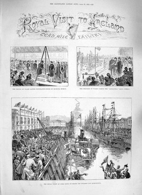 Original Old Antique Print 1885 Prince Wales Ireland Alexandra Dublin Parnell