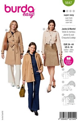 burda style Nr. 5647 Jacke & Mantel Gr. 34 - 44