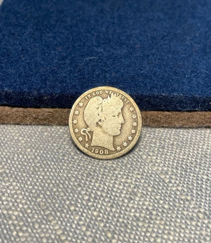 (#101934) Barber Quarter: 1908 S  Good.    KEY DATE!