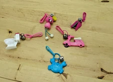 Vintage 1980s Plastic Bell Charms x 5 80s LOT with various flaws