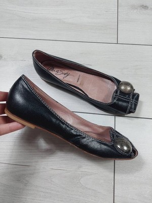 MISS SIXTY women's black leather shoes ballet flats size 36 EUR 23cm