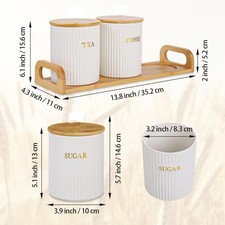 Ceramic Storage Canister for Coffee Sugar Tea Set of 3, Kitchen Pantry Container