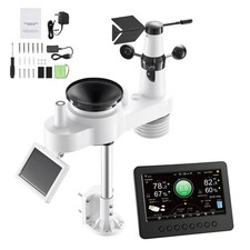 7-in-1 Wi-Fi Weather Station, 7" TFT Display, Solar Outdoor Sensor