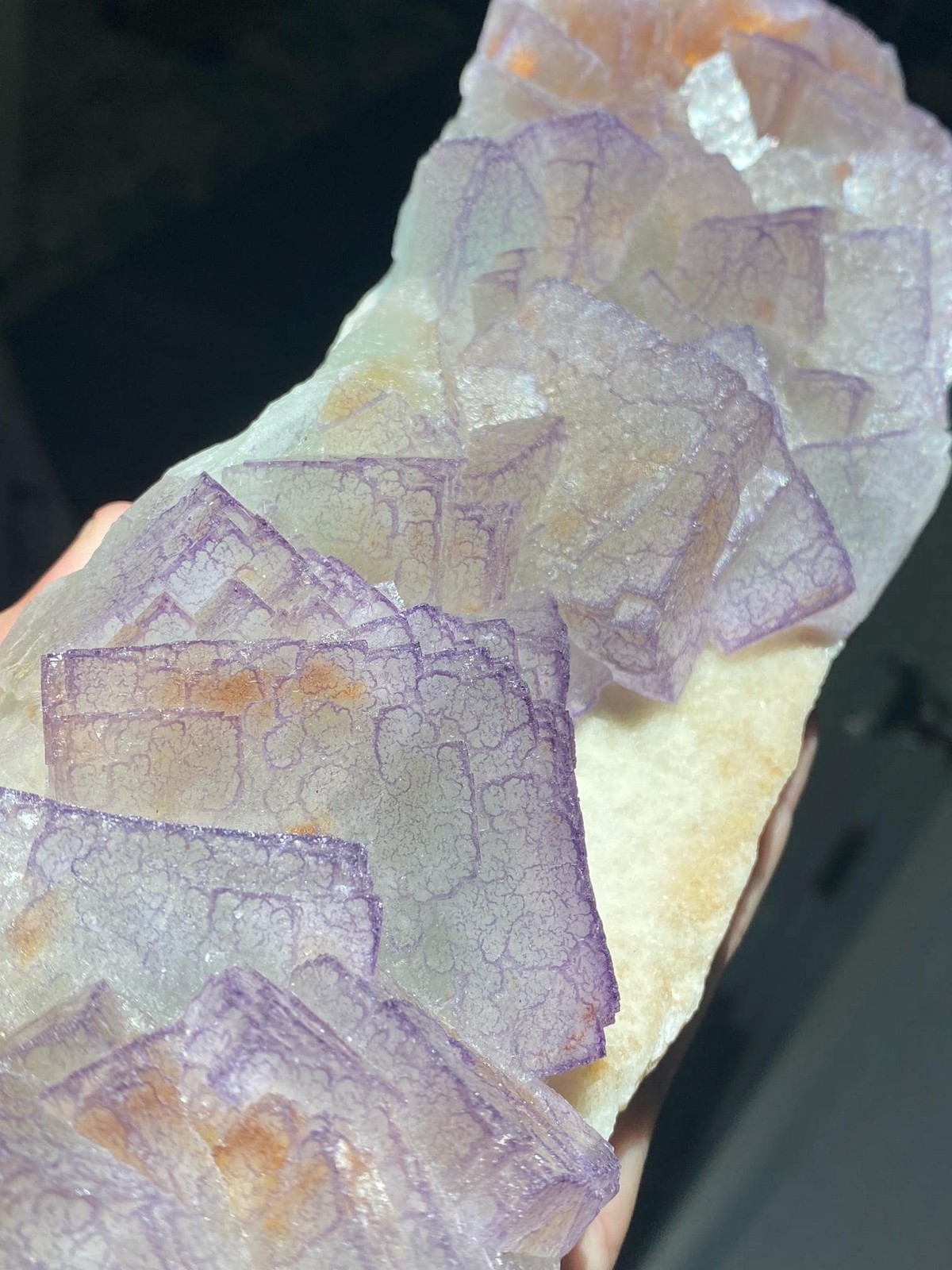 XXL Purple Edge Fluorite Crystal Cluster with QR Code