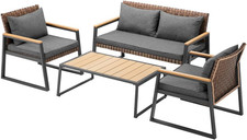 Salotto Giardino per Esterno, Set Patio Tavolo + 2 Sedie + 1 Divanetto, Mobili R