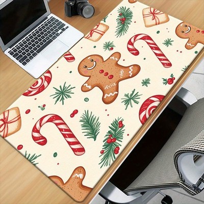 40*90cm1pc Large Christmas Mouse Pad & Keyboard Mat - Non-Slip Rubber Base, Ging