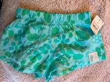 NWT Bluey Shorts Girls Youth Med 8 Green Floral Print Cotton Lounge