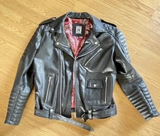 Master Supply Co Belvedere Quilted Black Leather Biker Jacket Size Medium (M) 