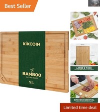 Extra Large Bamboo Cutting Board 17.6" x 12" - Reversible with Deep Juice Groove