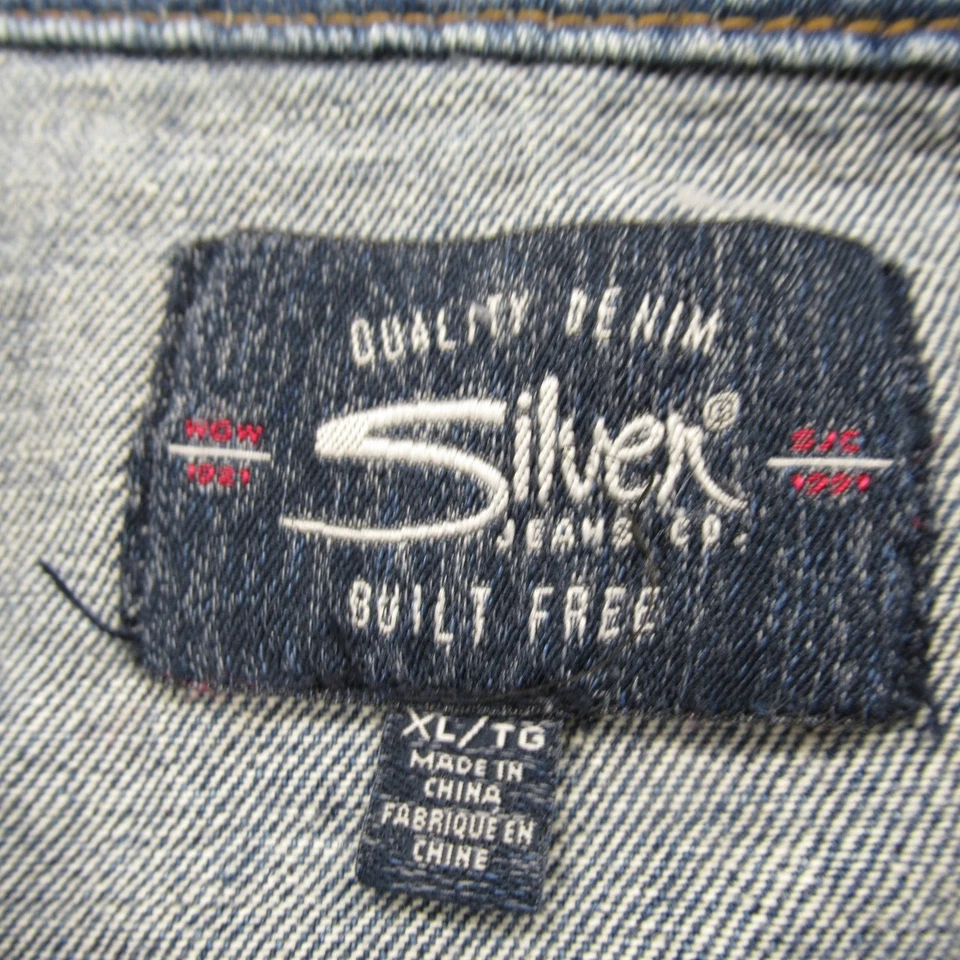 Chaqueta vaquera plateada para mujer XL azul Sahara envejecida recortada camionero Foto 4 de 4