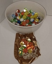 Vintage Marbles Mixed Lot of 100 w/Marble Bag - Used Shows wear.