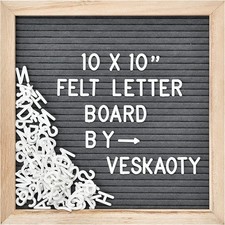 Felt Letter Board with 294 Letters, Numbers  Symbols - 10 x 10 inch Changeable