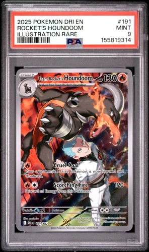 2025 POKEMON DESTINED RIVALS ILLUSTRATION RARE #191 TEAM ROCKET'S HOUNDOOM PSA 9