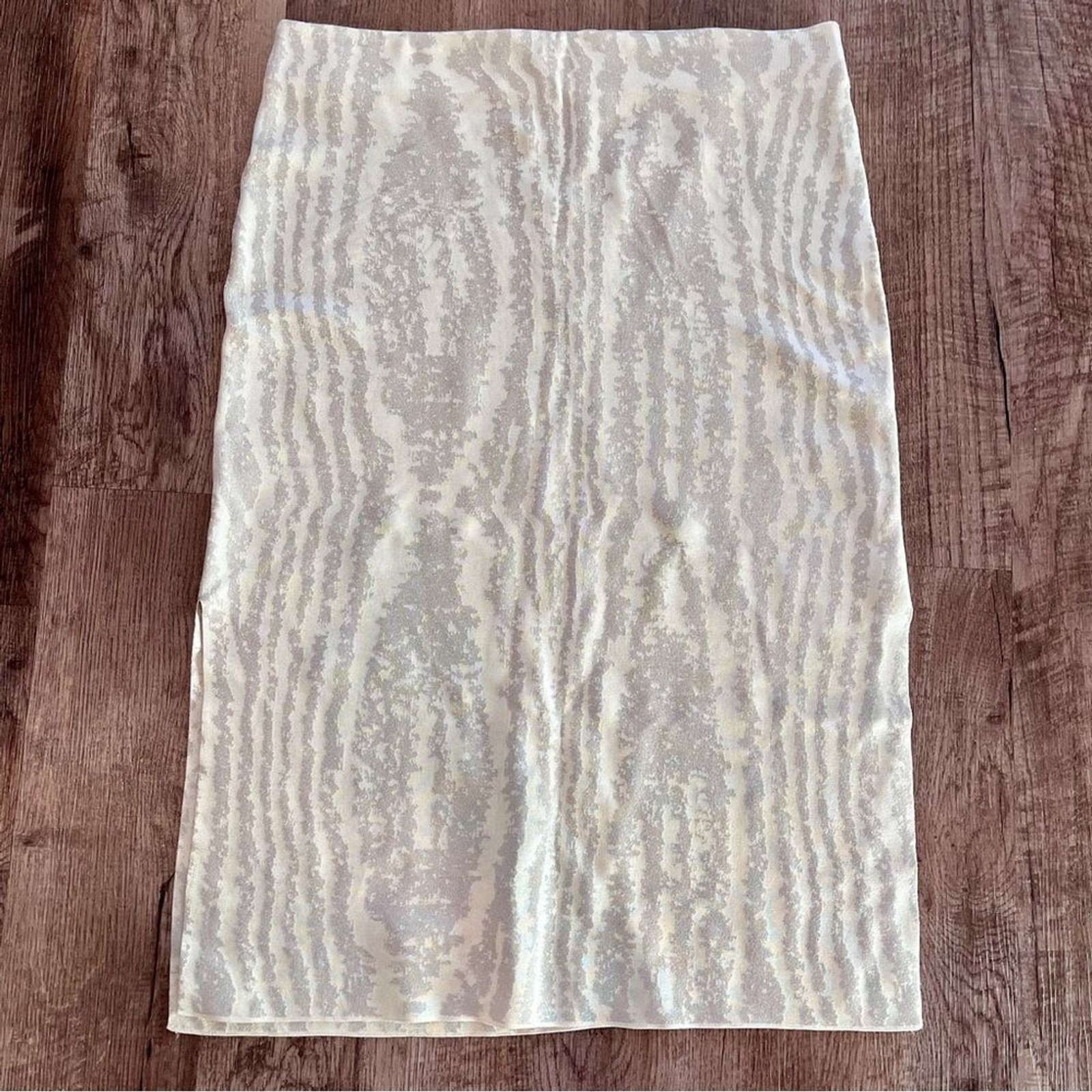 COS Subtle Patterned animal print Cream silver Pencil Skirt stretch large