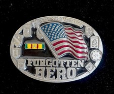 Rare Y2K 90s Vintage Vietnam Vet Forgotten Hero Belt Buckle