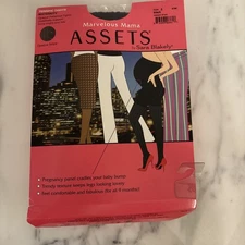 Spanx Marvelous Mama Assets Terrific Tights Sz 3 Black Maternity Opaque Stripe