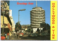 Vintage Hollywood & Vine Postcard with Capitol Records Tower, 1970s