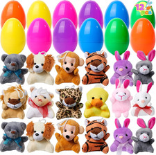 JOYIN 12 Pcs Prefilled Easter Eggs of Mini Stuffed Animal Plush Toys Basket Stuf